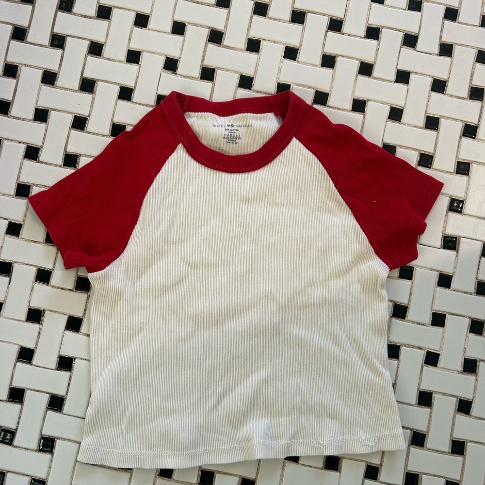 Brandy Melville baby tee red and white